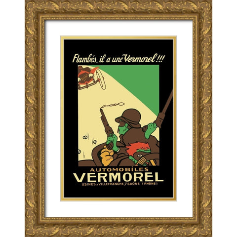 Vermorel Automobiles Gold Ornate Wood Framed Art Print with Double Matting by Unknown