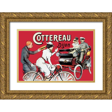 Cottereau Dijon Gold Ornate Wood Framed Art Print with Double Matting by Unknown