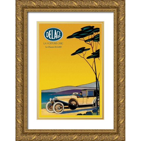 Delage - Out for a Drive Gold Ornate Wood Framed Art Print with Double Matting by Unknown
