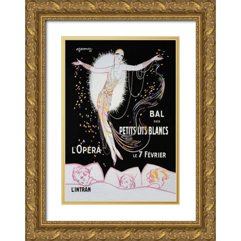 Dance of the Little White Lights Gold Ornate Wood Framed Art Print with Double Matting by Unknown