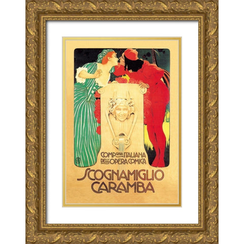 Scognamiglio Caramba Gold Ornate Wood Framed Art Print with Double Matting by Unknown