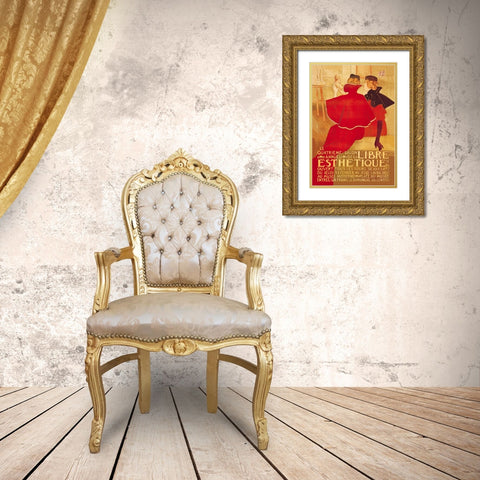La Libre Esthetique Gold Ornate Wood Framed Art Print with Double Matting by Rysselberghe, Theodore Van