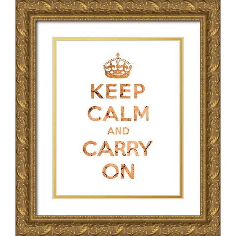 Keep Calm and Carry On - Texture II Gold Ornate Wood Framed Art Print with Double Matting by The British Ministry of Information