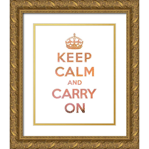 Keep Calm and Carry On - Texture IV Gold Ornate Wood Framed Art Print with Double Matting by The British Ministry of Information