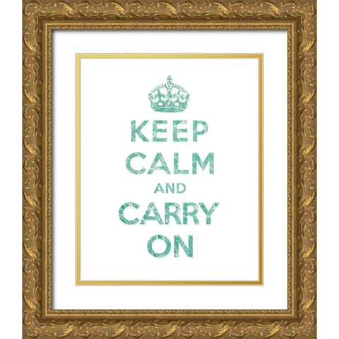 Keep Calm and Carry On - Texture V Gold Ornate Wood Framed Art Print with Double Matting by The British Ministry of Information