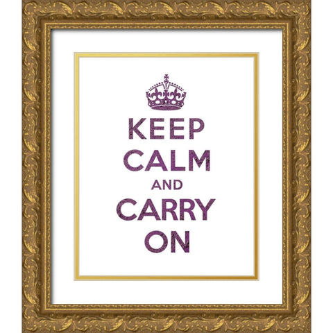 Keep Calm and Carry On - Texture VI Gold Ornate Wood Framed Art Print with Double Matting by The British Ministry of Information