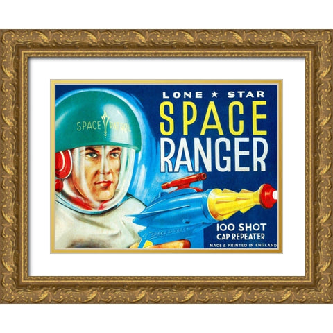 Lone Star Space Ranger 100 Shot Cap Repeater Gold Ornate Wood Framed Art Print with Double Matting by Retrobot