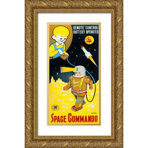Space Commando Gold Ornate Wood Framed Art Print with Double Matting by Retrobot