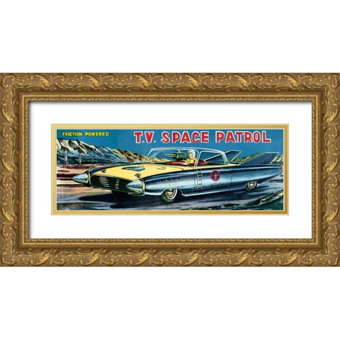 T.V. Space Patrol Car Gold Ornate Wood Framed Art Print with Double Matting by Retrobot