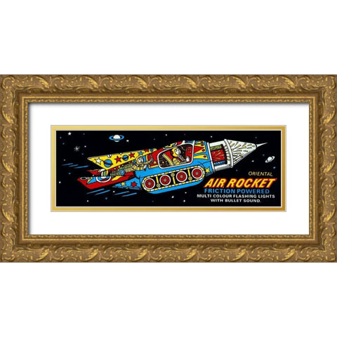 Oriental Air Rocket Gold Ornate Wood Framed Art Print with Double Matting by Retrobot