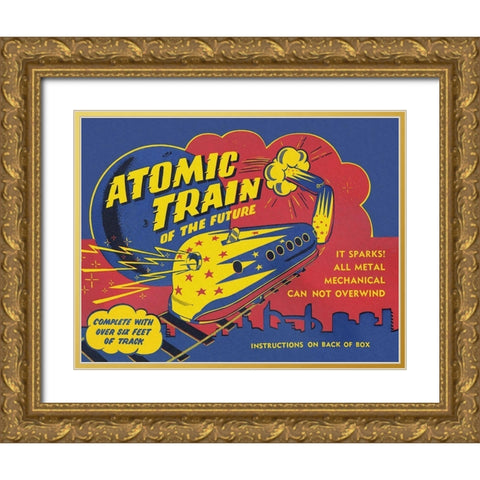 Atomic Train of the Future Gold Ornate Wood Framed Art Print with Double Matting by Retrobot