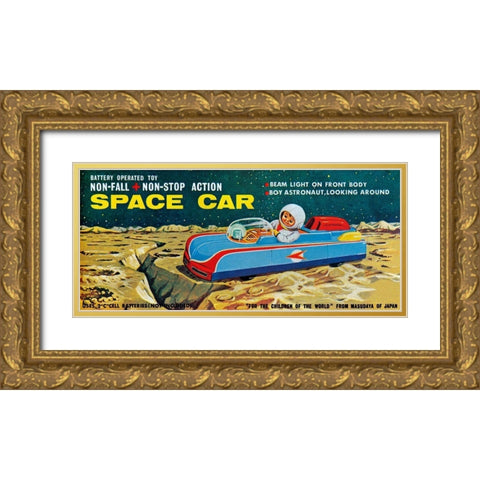 Space Car Gold Ornate Wood Framed Art Print with Double Matting by Retrobot