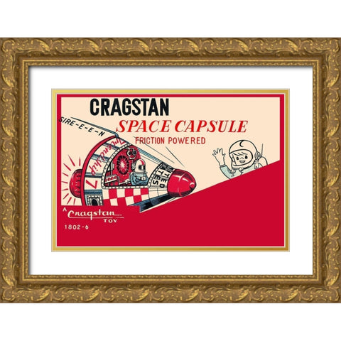 Cragstan Space Capsule Gold Ornate Wood Framed Art Print with Double Matting by Retrobot