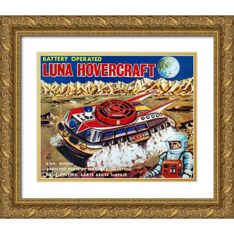 Luna Hovercraft Gold Ornate Wood Framed Art Print with Double Matting by Retrobot