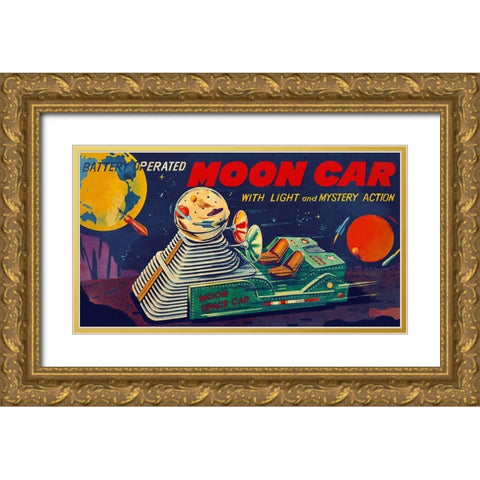 Moon Car Gold Ornate Wood Framed Art Print with Double Matting by Retrobot