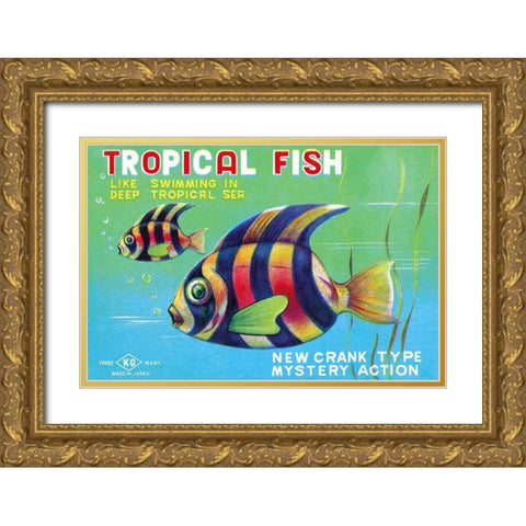 Tropical Fish Gold Ornate Wood Framed Art Print with Double Matting by Retrobot