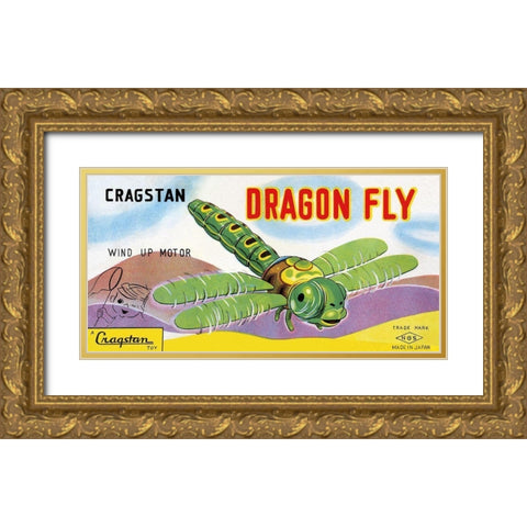 Cragstan Dragon Fly Gold Ornate Wood Framed Art Print with Double Matting by Retrobot