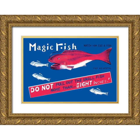 Magic Fish Gold Ornate Wood Framed Art Print with Double Matting by Retrobot