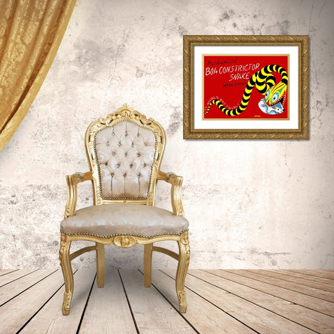 Boa Constrictor Snake with Victim Gold Ornate Wood Framed Art Print with Double Matting by Retrobot