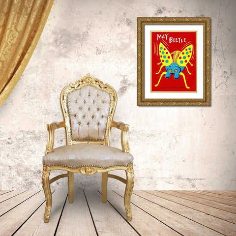 May Beetle Gold Ornate Wood Framed Art Print with Double Matting by Retrobot