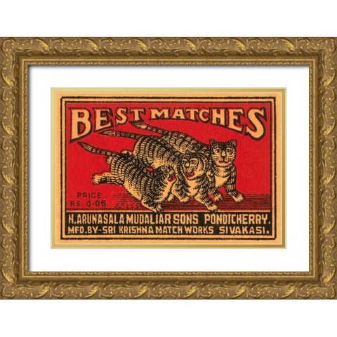 Three Tiger - Best Matches Gold Ornate Wood Framed Art Print with Double Matting by Phillumenart