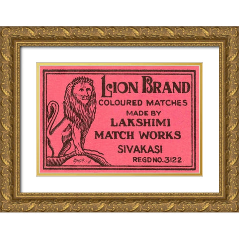 Lion Brand Coloured Matches Gold Ornate Wood Framed Art Print with Double Matting by Phillumenart