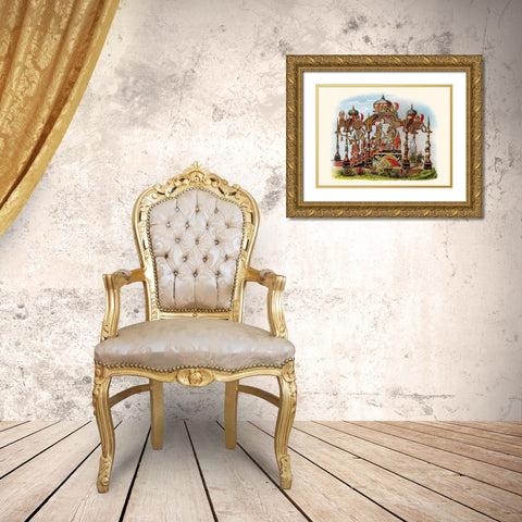 Knighthood - Mardi Gras Parade Float Design Gold Ornate Wood Framed Art Print with Double Matting by Unknown