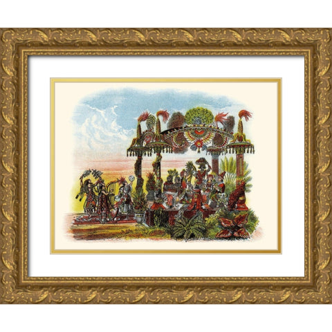 Feast - Mardi Gras Parade Float Design Gold Ornate Wood Framed Art Print with Double Matting by Unknown
