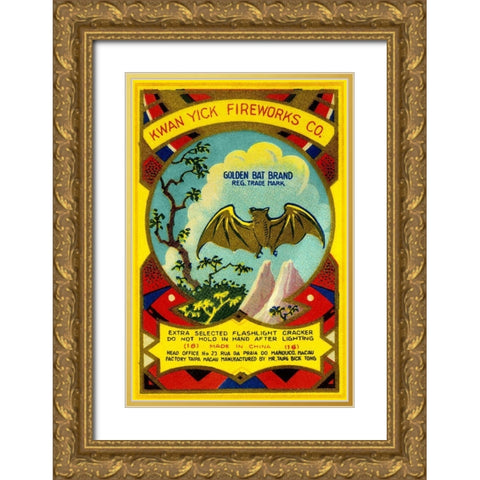 Golden Bat Firecrackers Gold Ornate Wood Framed Art Print with Double Matting by Unknown