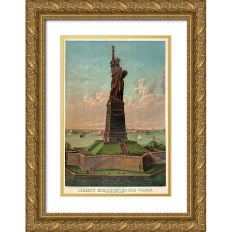 Liberty enlightening the world Gold Ornate Wood Framed Art Print with Double Matting by Unknown