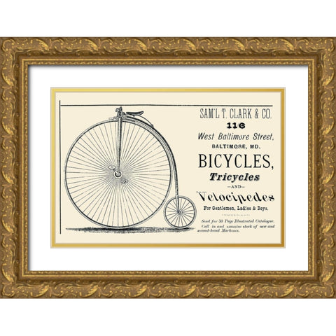 Bicycles, Tricycles, and Velocipedes Gold Ornate Wood Framed Art Print with Double Matting by Unknown