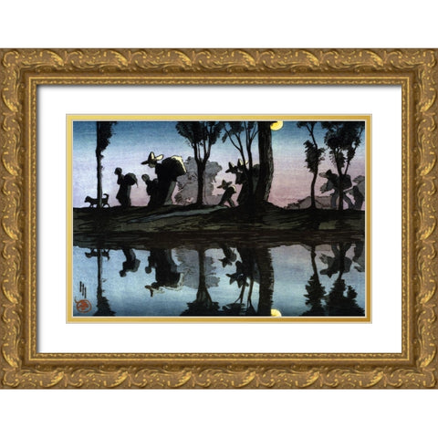 Moonlight on the Viga Canal Gold Ornate Wood Framed Art Print with Double Matting by Hyde, Helen