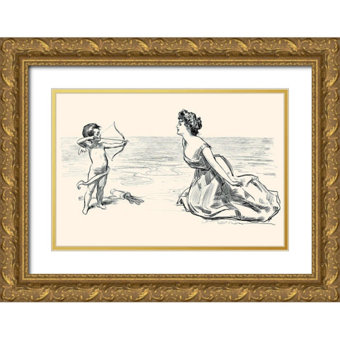 Big Game Gold Ornate Wood Framed Art Print with Double Matting by Gibson, Charles Dana
