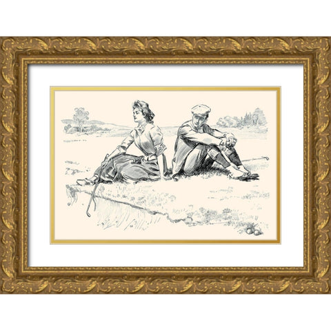 A Little Incident Gold Ornate Wood Framed Art Print with Double Matting by Gibson, Charles Dana