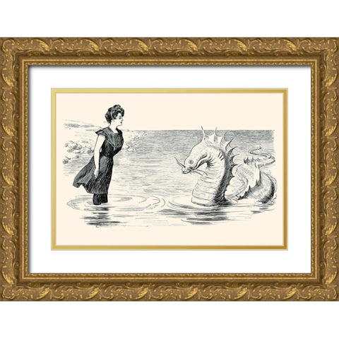 No Wonder The Sea Serpent Frequents our Coast Gold Ornate Wood Framed Art Print with Double Matting by Gibson, Charles Dana