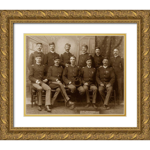 Officers of the 9th Cavalry Gold Ornate Wood Framed Art Print with Double Matting by Grabill, John C.H.
