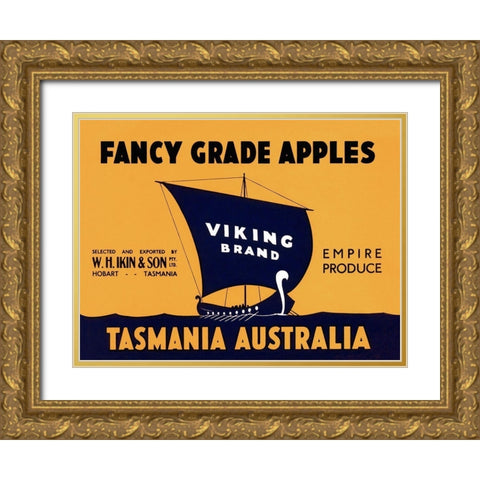 Viking Brand Fancy Grade Apples Gold Ornate Wood Framed Art Print with Double Matting by Retrolabel