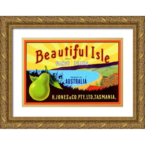 Beautiful Isle Brand Fancy Pears Gold Ornate Wood Framed Art Print with Double Matting by Unknown