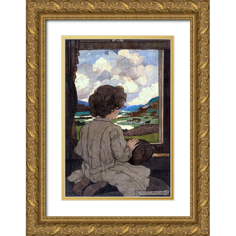 Journey Gold Ornate Wood Framed Art Print with Double Matting by Green Elizabeth Shippen