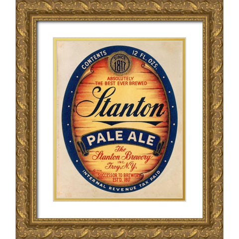 Stanton Pale Ale Beer Gold Ornate Wood Framed Art Print with Double Matting by Vintage Booze Labels