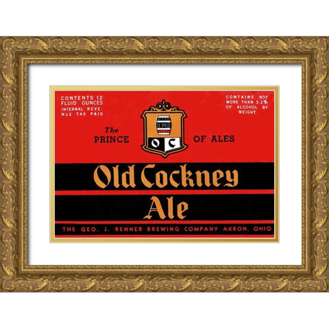 Old Cockney Ale Gold Ornate Wood Framed Art Print with Double Matting by Vintage Booze Labels