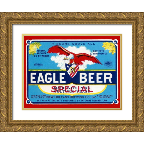 Eagle Beer Special Gold Ornate Wood Framed Art Print with Double Matting by Vintage Booze Labels