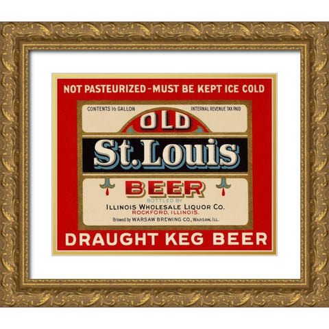 Old St. Louis Beer Gold Ornate Wood Framed Art Print with Double Matting by Vintage Booze Labels