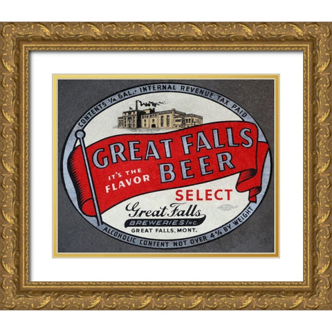 Great Falls Beer Gold Ornate Wood Framed Art Print with Double Matting by Vintage Booze Labels