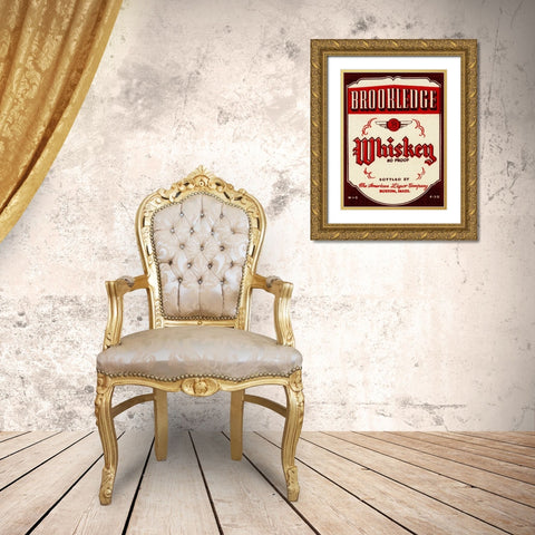 Brookledge Whiskey Gold Ornate Wood Framed Art Print with Double Matting by Vintage Booze Labels
