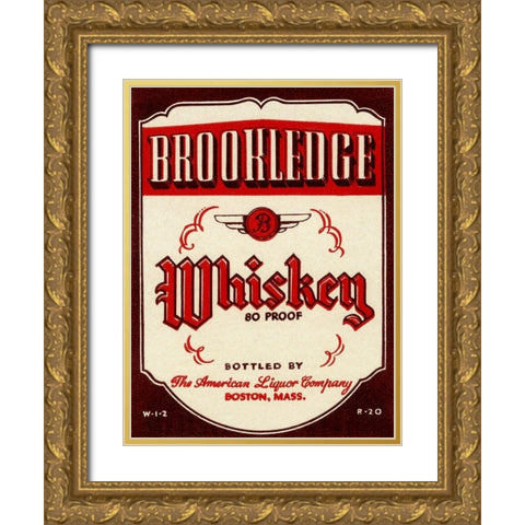 Brookledge Whiskey Gold Ornate Wood Framed Art Print with Double Matting by Vintage Booze Labels