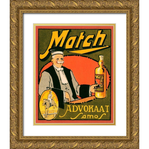 Match Advokaat Samos Gold Ornate Wood Framed Art Print with Double Matting by Vintage Booze Labels