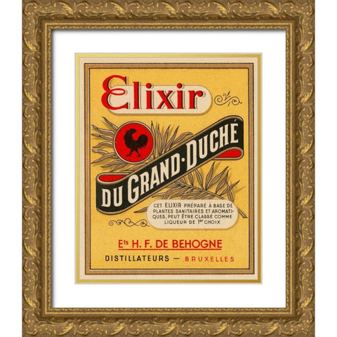 Elixir du Grand - Duche Gold Ornate Wood Framed Art Print with Double Matting by Vintage Booze Labels