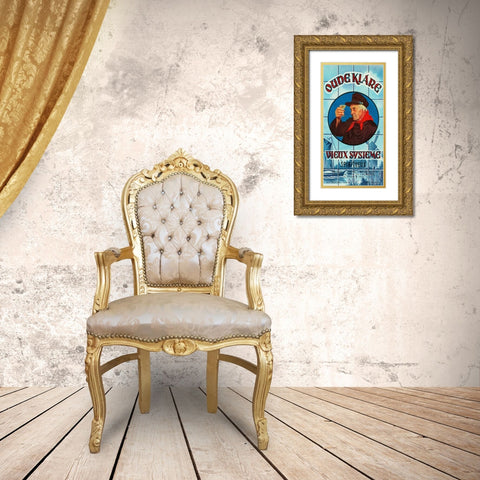 Oudeklare Vieux Systeme Spiritueux Gold Ornate Wood Framed Art Print with Double Matting by Vintage Booze Labels