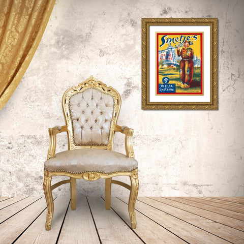 Smetjes Oude Klare Gold Ornate Wood Framed Art Print with Double Matting by Vintage Booze Labels